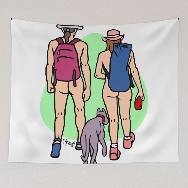 Item preview, Bare Dog Walking Couple designed and sold by Nude-is-Life.