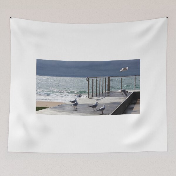 Item preview, the light!  at Burnie beach, with silver gulls designed and sold by Gaylene Norton.