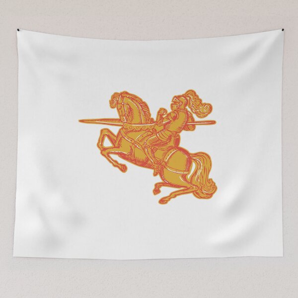 Item preview, Knight Full Armor Horseback Lance Etching designed and sold by patrimonio.