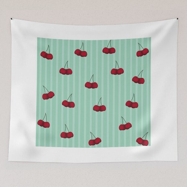 Aperçu de l'œuvre Cheery Cherries and Stripes créée et vendue par pyktispix.