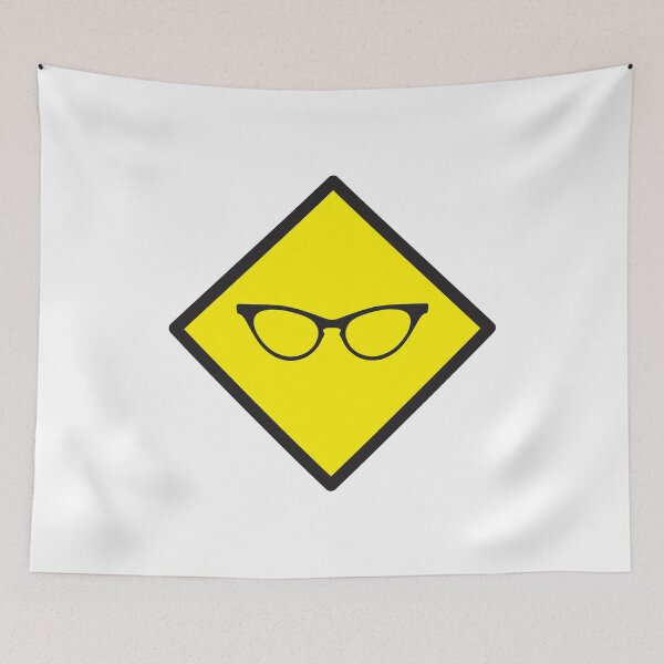 Item preview, YELLOW WARNING sign glasses designed and sold by jazzydevil.