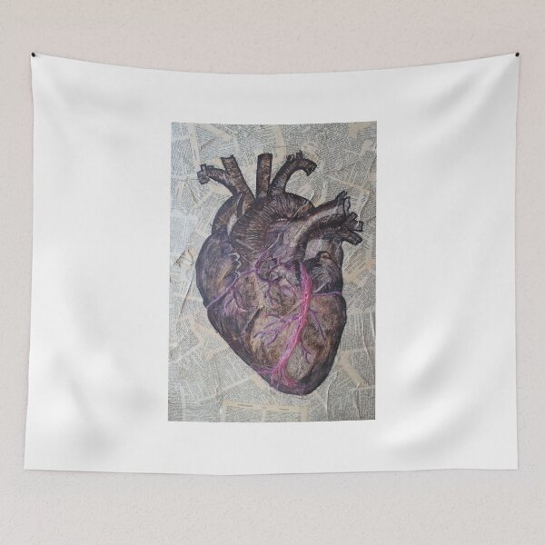 Item preview, Anatomical heart illustration, original painting, old dictionary pages designed and sold by BEcause ART.