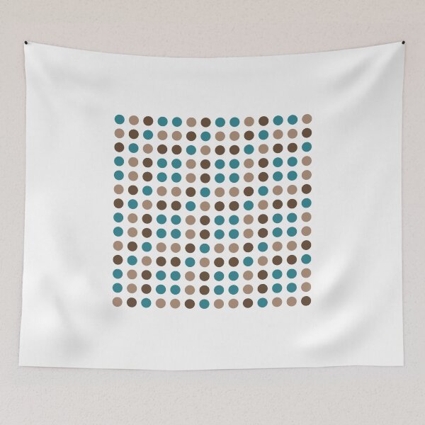 Aperçu de l'œuvre Teal and Brown Polka Dots on White créée et vendue par tsuttles.