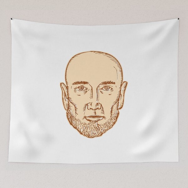 Item preview, Male Bald Head Bearded Etching designed and sold by patrimonio.