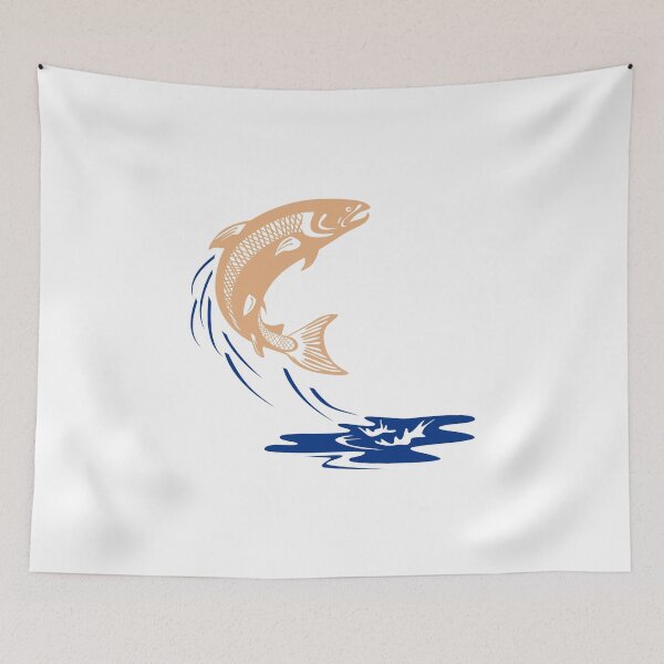 Item preview, Atlantic Salmon Fish Jumping Water Isolated designed and sold by patrimonio.