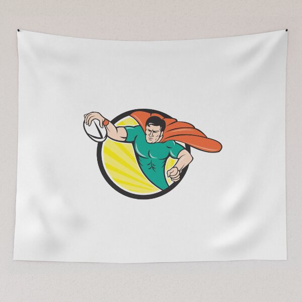 Item preview, Superhero Rugby Player Scoring Try Circle designed and sold by patrimonio.