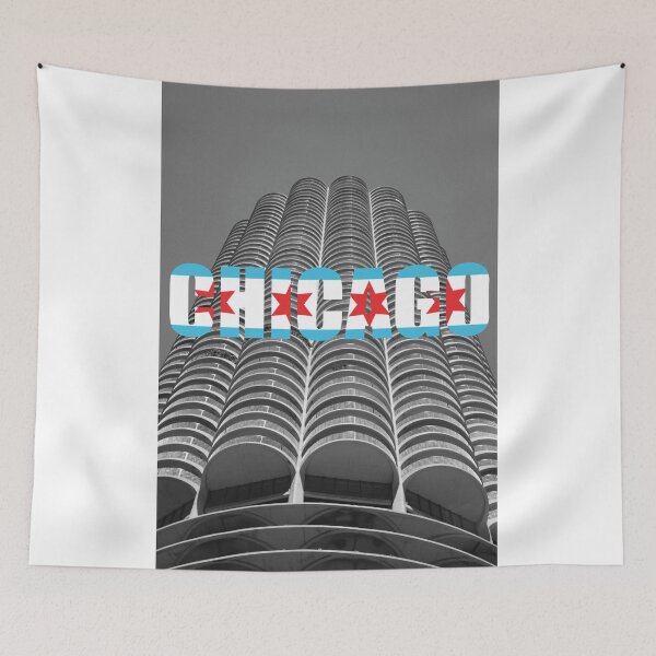 Item preview, Marina Tower Chicago with Chicago Text and Flag designed and sold by gurso27.