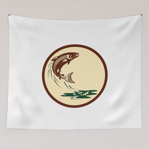 Item preview, Atlantic Salmon Fish Jumping Water Retro designed and sold by patrimonio.