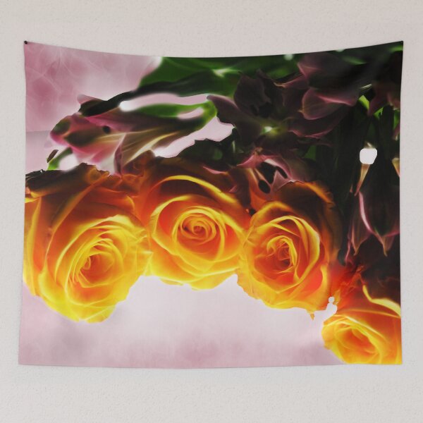 Item preview, Mini Orange Roses on Pink designed and sold by bloomingvine.
