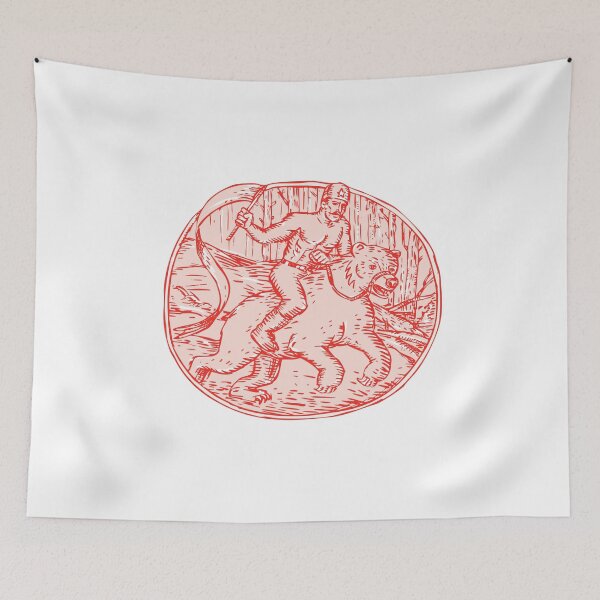 Item preview, Russian Soldier Riding Bear Etching designed and sold by patrimonio.