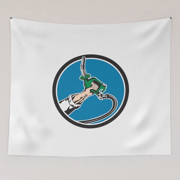 Item preview, Hand Holding Gas Pump Nozzle Circle Retro designed and sold by patrimonio.