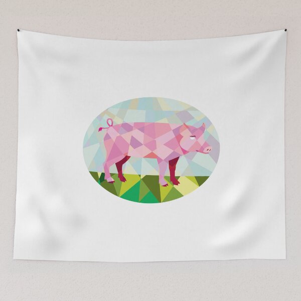 Item preview, Tamworth Pig Side Oval Low Polygon designed and sold by patrimonio.