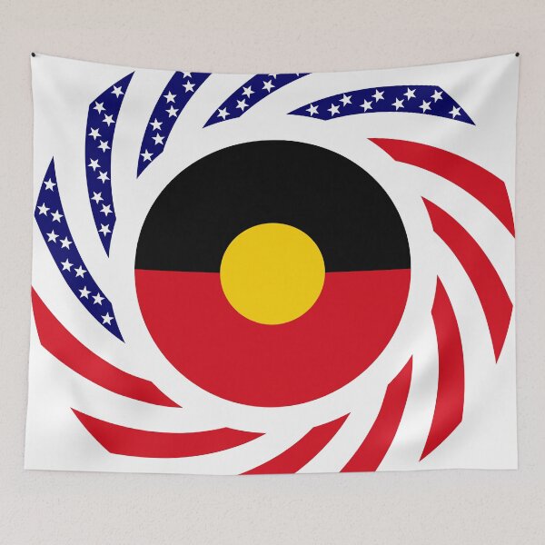 Aperçu de l'œuvre Série de drapeaux patriotiques multinationaux autochtones américains d'Australie créée et vendue par Carbon-Fibre Media.