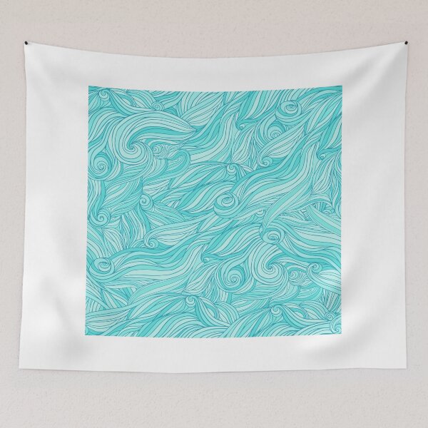 Item preview, Hand-drawn pattern with waves and clouds designed and sold by msOctopus.