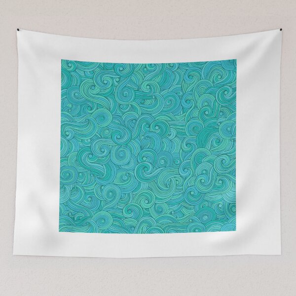 Item preview, Waves hand drawn pattern, wavy background designed and sold by msOctopus.