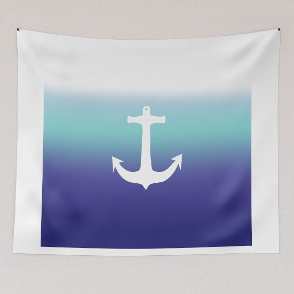 Item preview, Sea Blue Gradient and Trendy White Anchor designed and sold by Blkstrawberry.