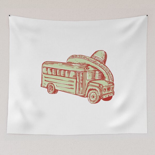 Item preview, Sombrero School Bus Etching designed and sold by patrimonio.