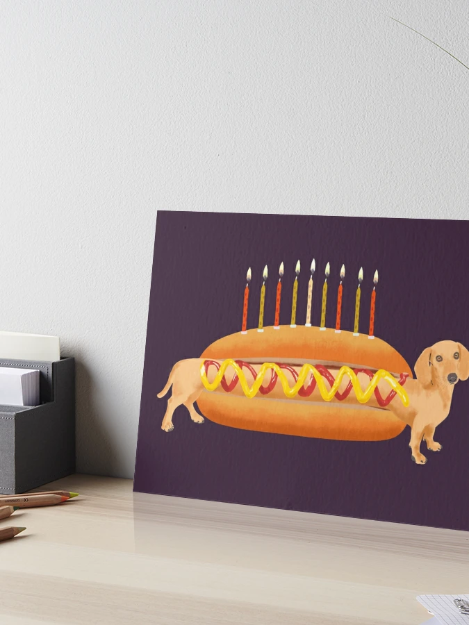 Funny sausage hot dog with donut Art Board Print for Sale by