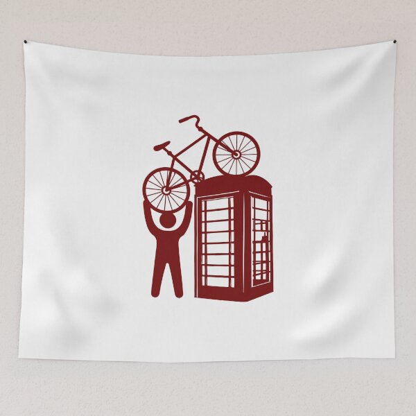 Item preview, Telephone booth box  with a man and s bike on a roof symbol  designed and sold by SofiaYoushi.