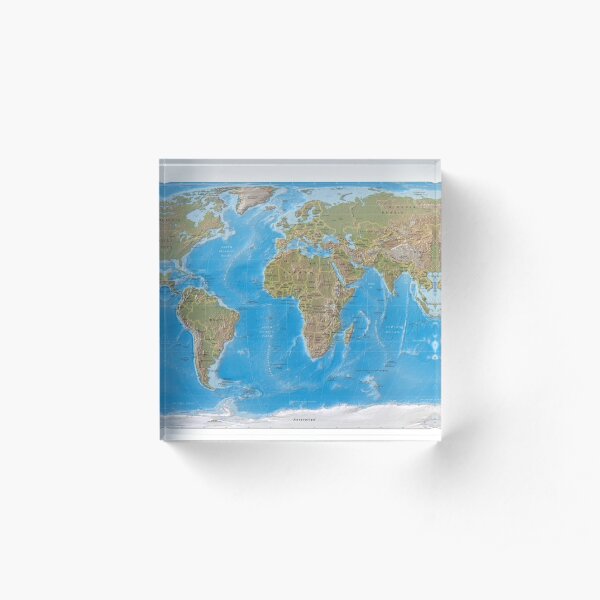 #Physical #Map of the #World 2003 Acrylic Block