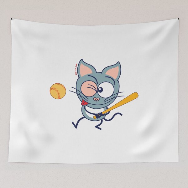 Item preview, Cool cat playing baseball designed and sold by Zoo-co.