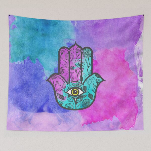 Item preview, Girly Watercolor Floral Print Hamsa Hand of Fatima designed and sold by Blkstrawberry.