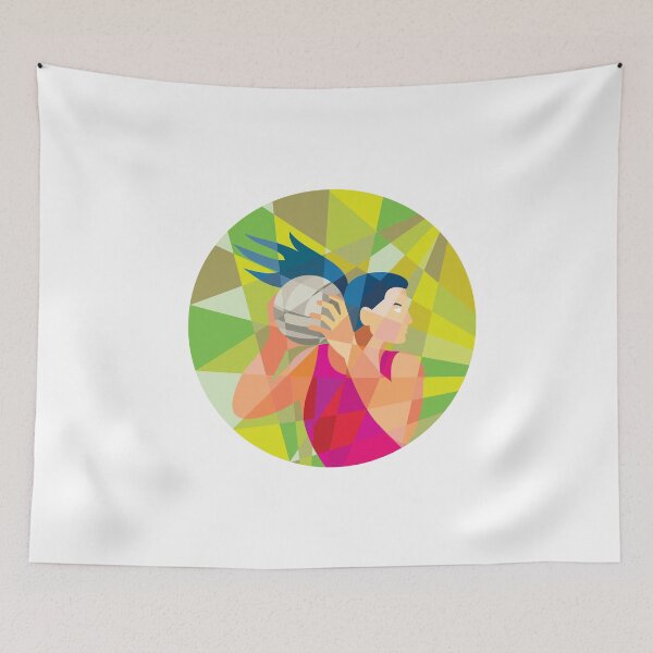 Item preview, Netball Player Ball Rebound Low Polygon designed and sold by patrimonio.