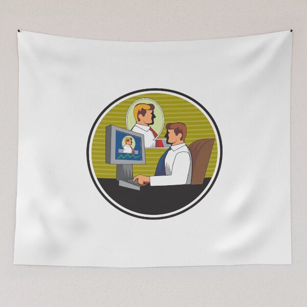 Item preview, Businessman Video Conference Retro designed and sold by patrimonio.