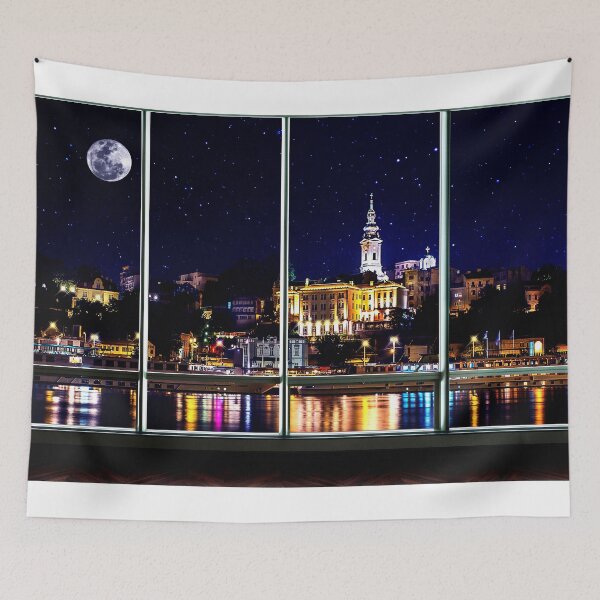 Item preview, The Old Port Of Belgrade At Night designed and sold by stockfineart.