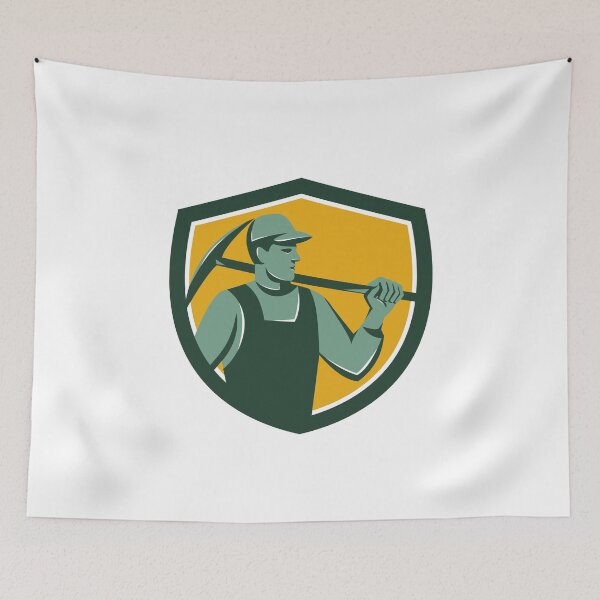 Item preview, Coal Miner With Pick Axe Shield Retro designed and sold by patrimonio.