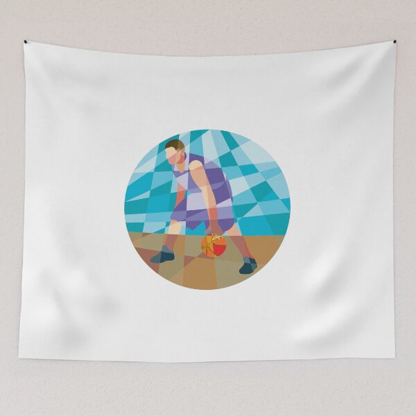 Item preview, Basketball Player Dribbling Ball Circle Low Polygon designed and sold by patrimonio.