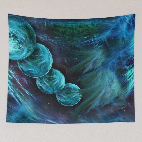 Item preview, Blue Planets Fractal 14 designed and sold by bloomingvine.