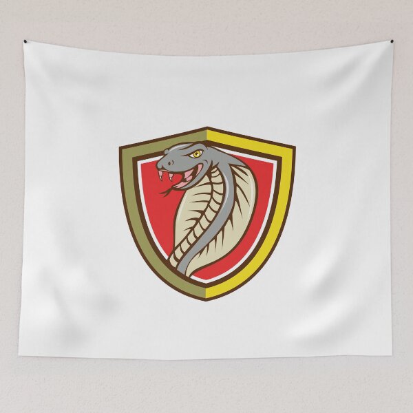 Item preview, Cobra Viper Snake Head Attacking Shield Cartoon designed and sold by patrimonio.