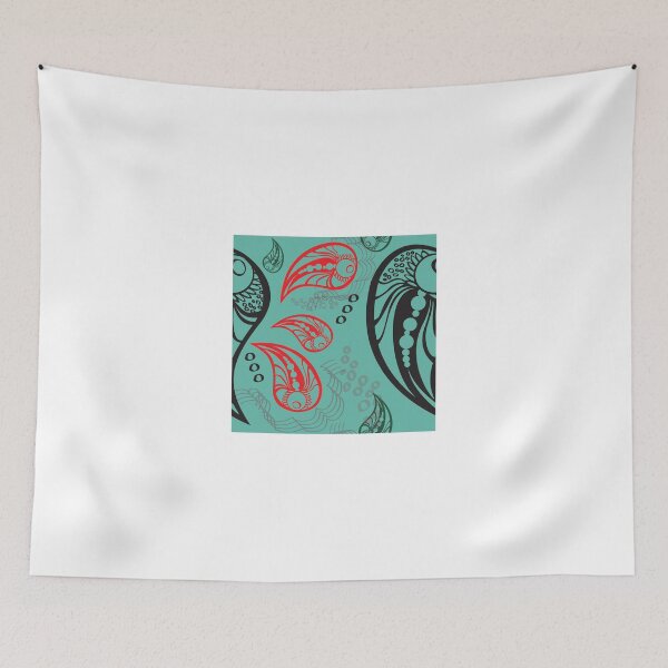 Item preview, Aqua Red Black Tattoo Paisley designed and sold by paislee.