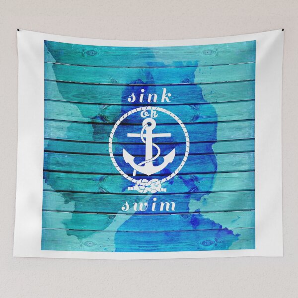 Item preview, Ocean Blue Watercolor Wood and Anchor Quote designed and sold by Blkstrawberry.