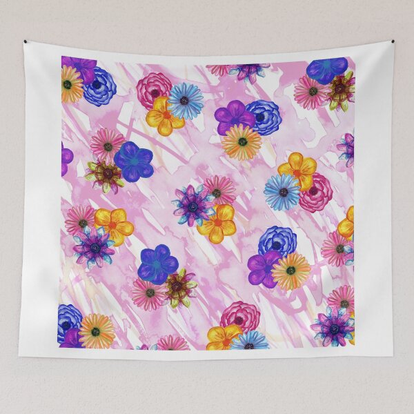 Item preview, Pretty Girly Watercolor Flowers on Pink Watercolor designed and sold by Blkstrawberry.