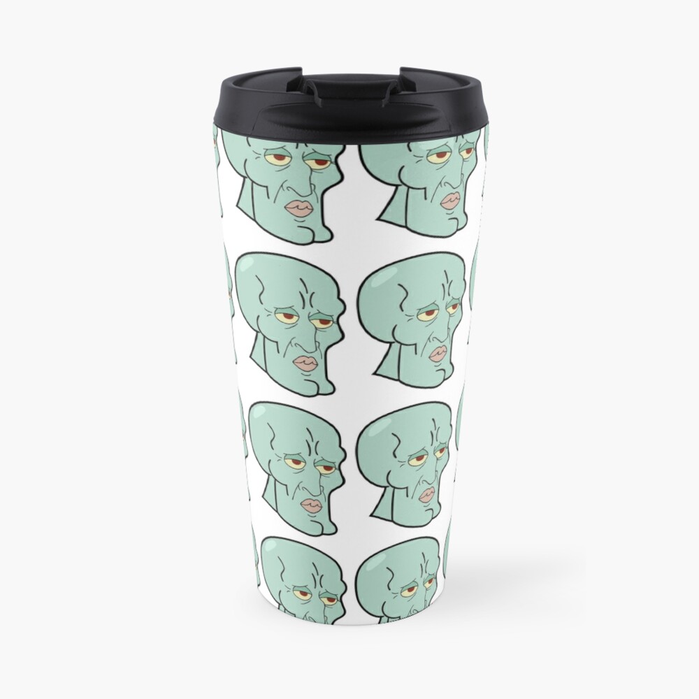 Handsome Squidward Grid Travel Mug By Vouch Redbubble