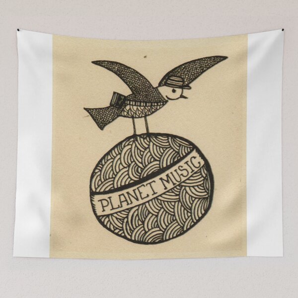 Item preview, Planet music bird retro illustration designed and sold by marianabeldi.