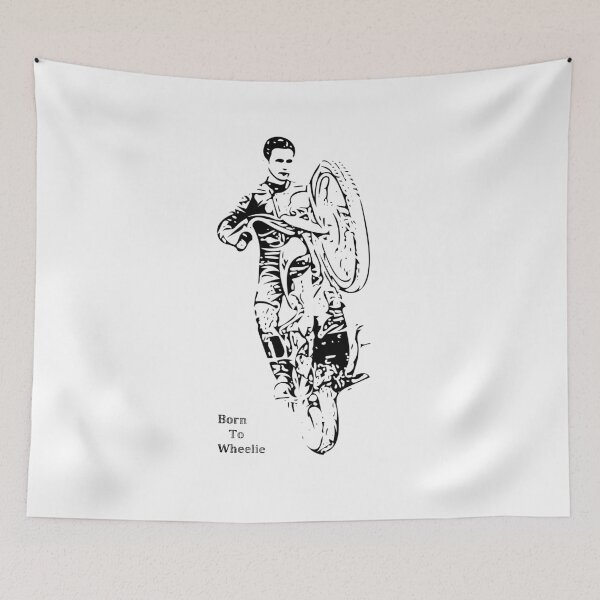 Item preview, Vintage Motorcycle Wheelie - Born to Wheelie designed and sold by MintPixDesigns.