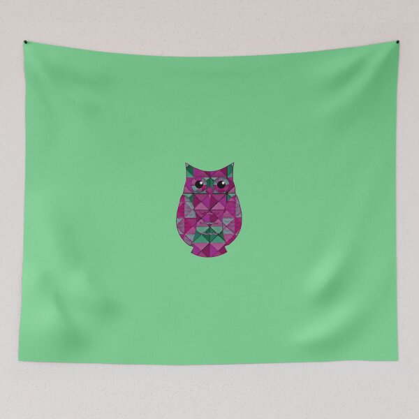 Item preview, Fuchsia & Sea Green Geometric Owl designed and sold by shaneisadragon.