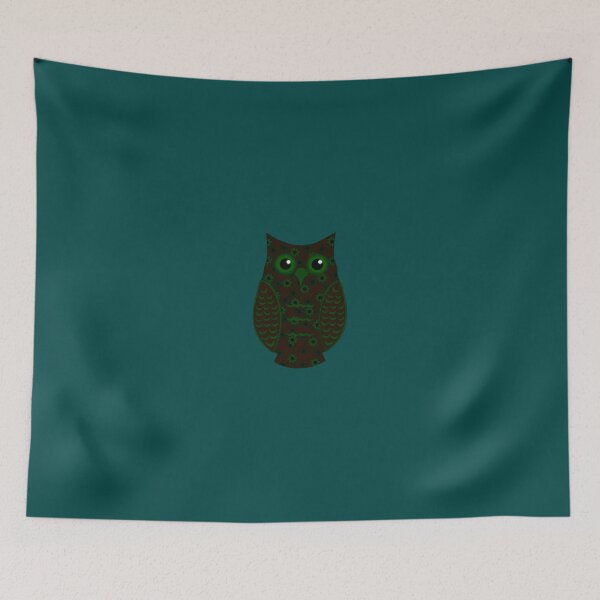 Item preview, Green and Brown Floral Owl (on teal) designed and sold by shaneisadragon.