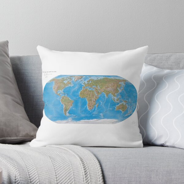 #Physical #Map of the #World 2003 Throw Pillow