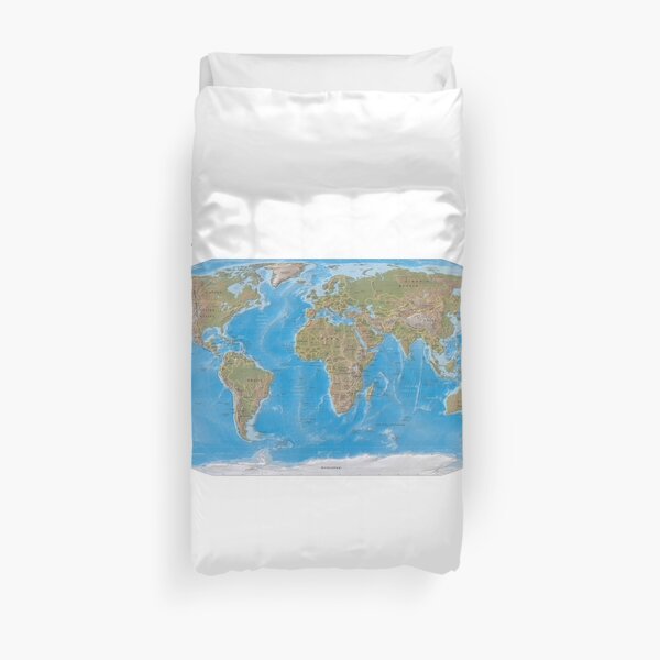 #Physical #Map of the #World 2003 Duvet Cover