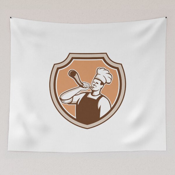 Item preview, Chef Cook Blowing Bullhorn Shield Retro designed and sold by patrimonio.