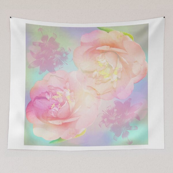 Item preview, Pastel Camellia's and Lillies on a abstract background designed and sold by walstraasart.