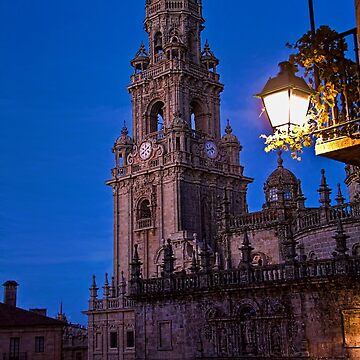 Aperçu de l'œuvre Spain. Santiago de Compostela. Cathedral. Bell Tower at night. de vadim19