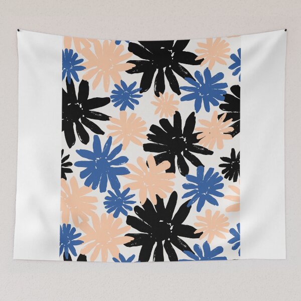 Item preview, Pink, Blue and Black Floral Pattern designed and sold by IVETA ANGELOVA.