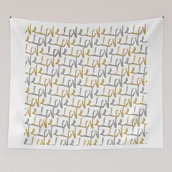 Item preview, "Love" Typography in Faux Gold and Silver Paint designed and sold by Blkstrawberry.