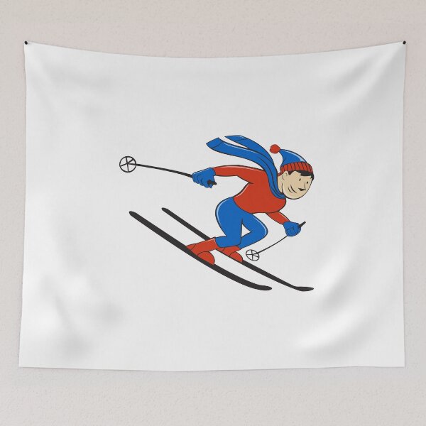 Aperçu de l'œuvre Skier Skiing Side Isolated Cartoon créée et vendue par patrimonio.