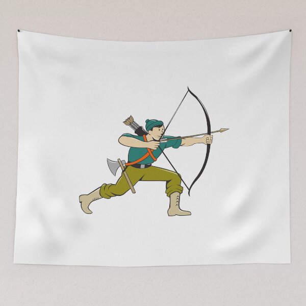 Item preview, Archer Aiming Long Bow Arrow Cartoon designed and sold by patrimonio.
